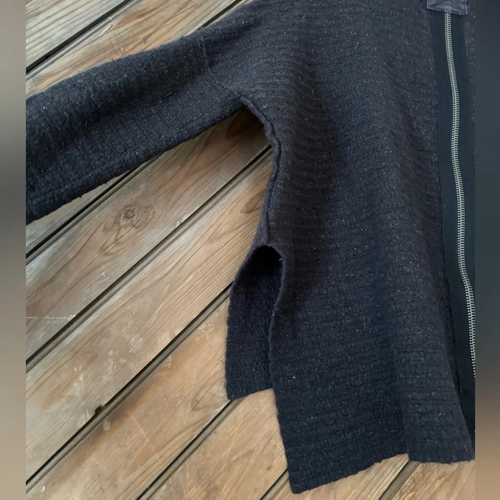 Free People Arctic Fox Sweater XS charcoal wool blend zipper oversized - Picture 8 of 14